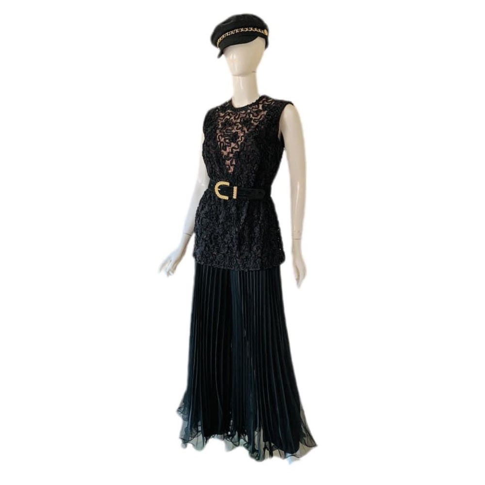 Vtg 60’s Mod Chic Black Chiffon Designer Jumpsuit